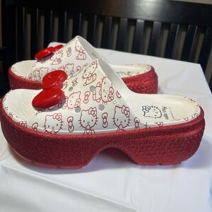 Crocs Hello Kitty Red Glitter Sandals
